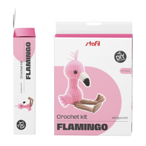 Set pentru croșetat 14×25 cm, flamingo