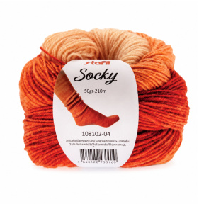 Fir pentru tricotat Socky, 50 g, ~210 m, teracotă/portocaliu.