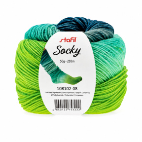 Fir pentru tricotat Socky, 50 g, ~210 m, verde/turcoaz/albastru