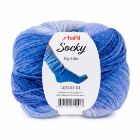 Fir pentru tricotat Socky, 50 g, 210 m, albastru/albastru deschis