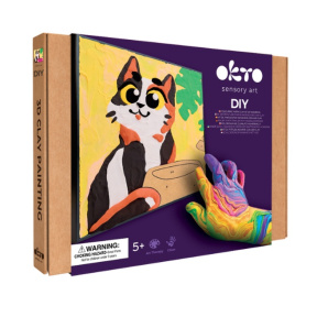 Tablou 3D cu plastilină ușoară Okto, 29×29 сm, Pisica veselă