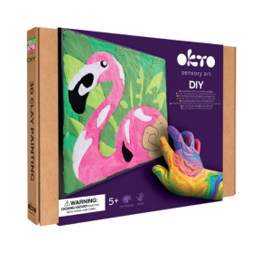 Tablou 3D cu plastilină ușoară Okto, 29×29 сm, Flamingo roz