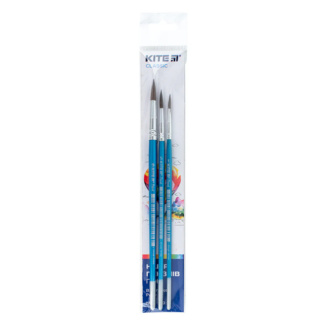 Set de 3 pensule ponei, KITE rotunde 1, 5, 9