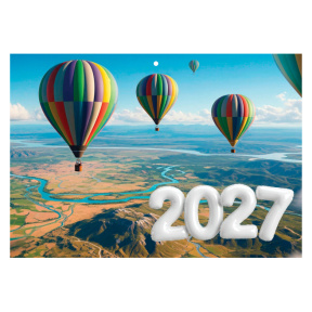 Настенный календарь 2027 года 3-х секционный, Воздушные шары в небе