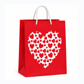 Pungă cadou REX Heart 20,5×26×11,5 cm, roșie