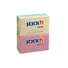 Блок для заметок STICK`N  76x127/100л пастель ассорти, 12 шт.