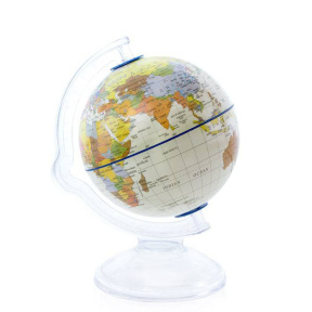 Glob cu harta politică a lumii, d=10 cm (PVC) alb