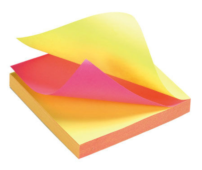 Bloc de hârtie pentru notițe STICKn, 76x76mm, 2 culori - neon, 100 file