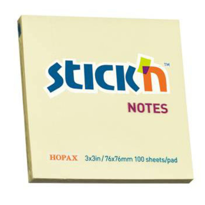 Блок для заметок STICKn, 76x76, желтый, 100 листов