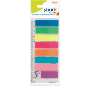 Index-uri din plastic STICKn, neon, 45x12 mm, 8 buc. x 25 file