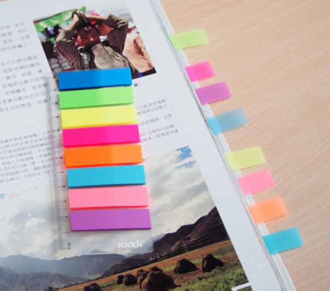 Index-uri din plastic STICKn, neon, 45x12 mm, 8 buc. x 25 file