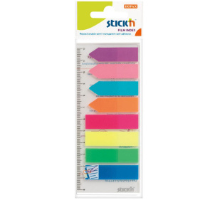 Index-uri din plastic STICKn, neon-mix, 45x12 mm, 8 buc. x 25 file