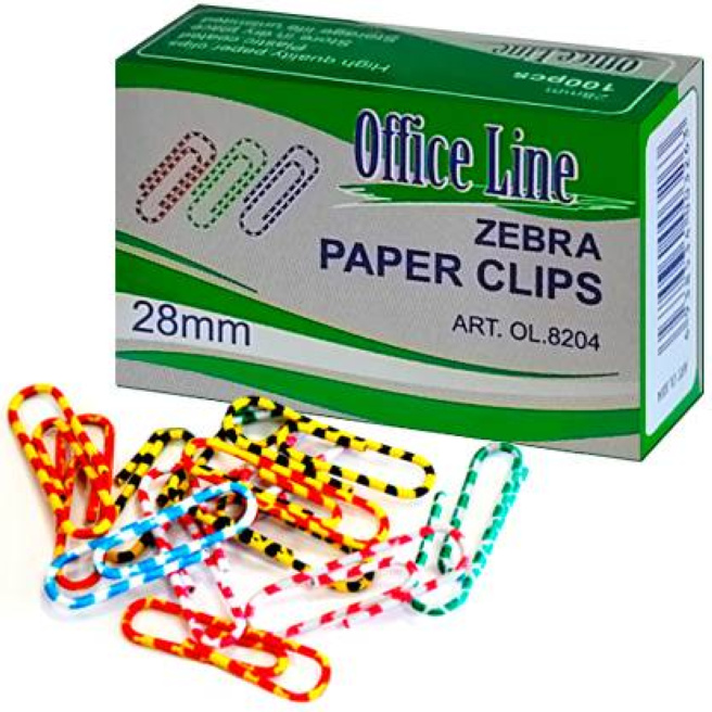 Agrafe OfficeLine 28 mm, colorate "zebra", (100 bucăți)