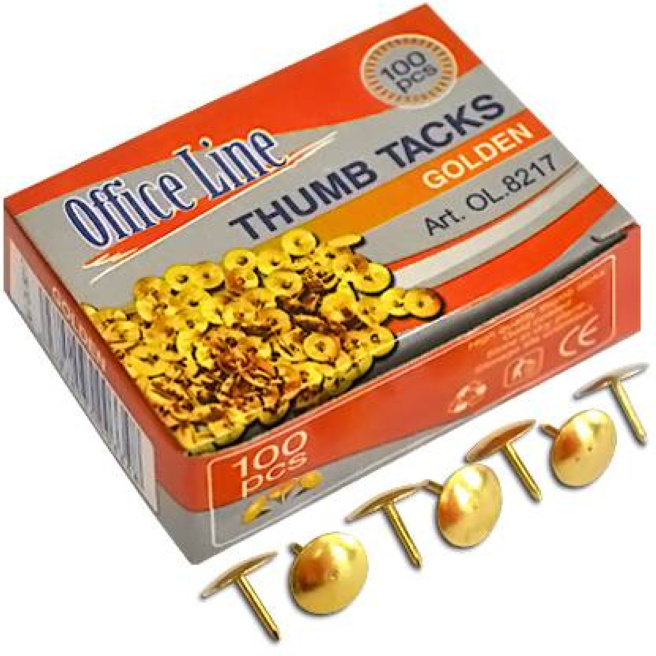 Pioneze OfficeLine, aurii, (100 bucăți)