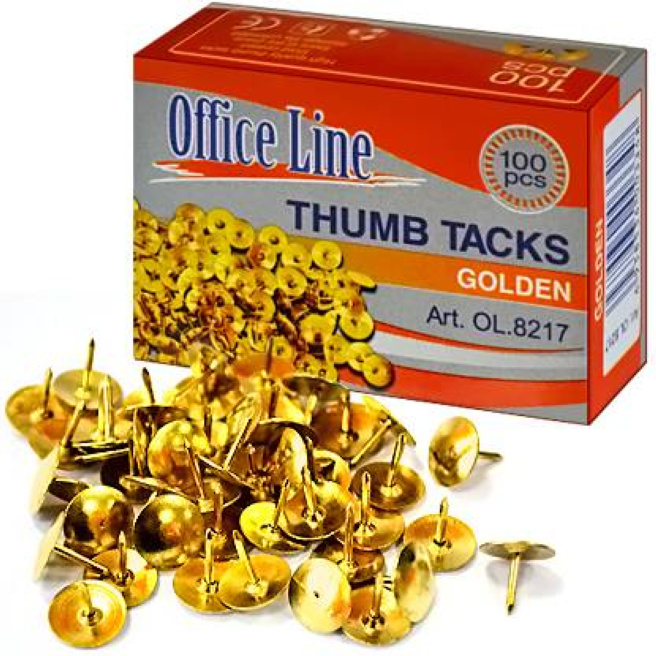 Pioneze OfficeLine, aurii, (100 bucăți)