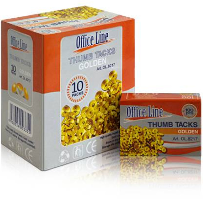 Pioneze OfficeLine, aurii, (100 bucăți)