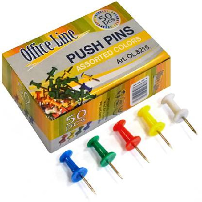 Pioneze OfficeLine, colorate, (50 bucăți)