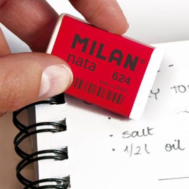 Radieră MILAN 624, ambalaj individual, din cauciu sintetic, (per bucată)