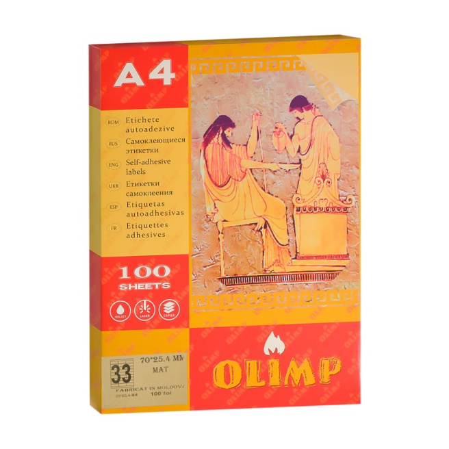 Etichete autoadezive A4, 33 buc., 70*25.4mm (100 foi)