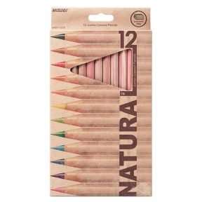 Set creioane colorate MARCO Natural-Cedarlite JUMBO, 12 culori, cu ascuțitoare