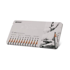 Set de creioane p/u desen MARCO Raffine, 12 buc., 2H-8B, in cutie metalica