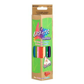 Set creioane colorate MARCO Grip-Rite JUMBO, 12 culori, triunghiulare, cu ascuțitoare