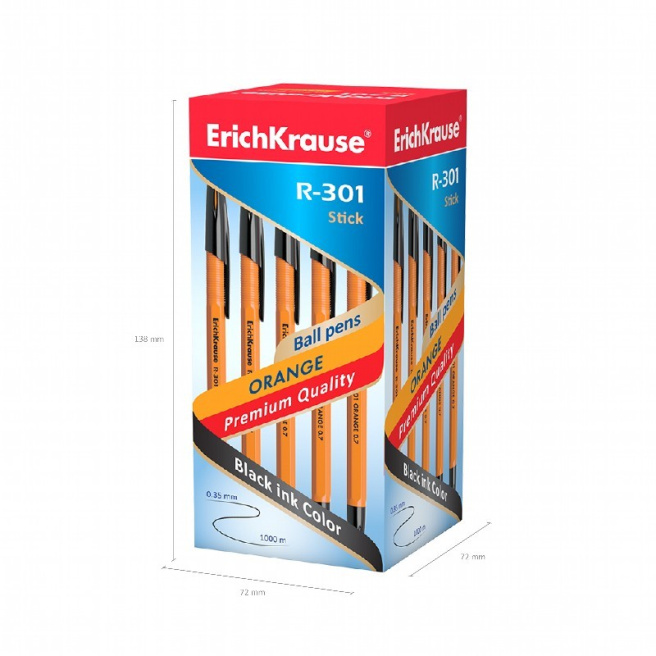Pix cu bila ErichKrause 0,7 mm R-301 Orange Stick, negru