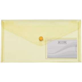Папка-конверт DL, глянцевая, на кнопке, желтая