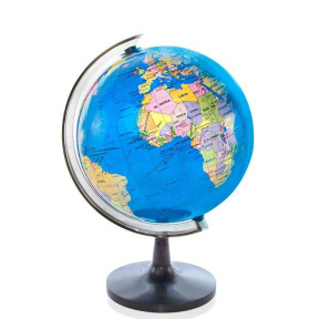 Glob cu harta politica a lumii, d=10 cm (PVC) albastru