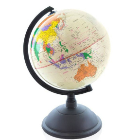 Glob cu harta politica a lumii, d=14.16 cm (PVC) alb