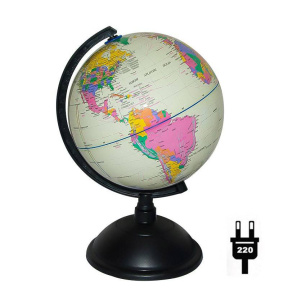 Глобус с полит.картой мира д.20 см с подсвет,(PVC) белый