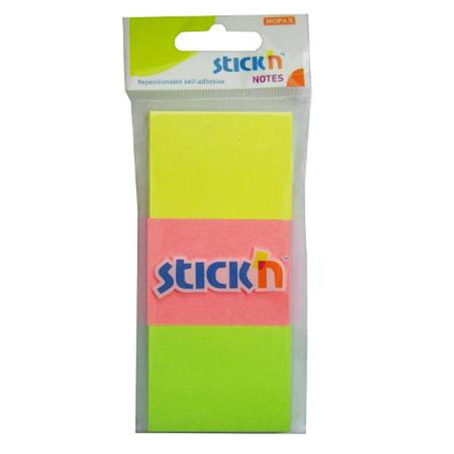 Блок для заметок 38x51мм/100л (3шт.) НЕОН, ассорти STICK`N