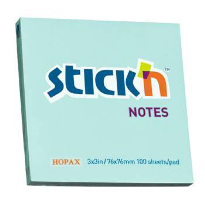 Блок для заметок 76x76мм/100л голубой STICK`N