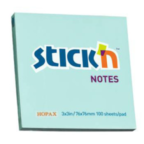 Bloc de hârtie pentru notițe STICKn, 76x76mm, albastru, 100 file