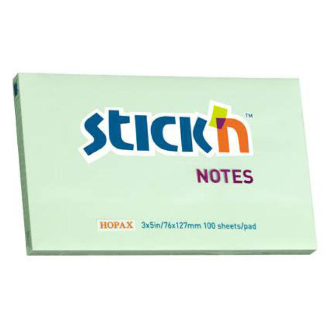 Блок для заметок 76x127/100л, STICK`N зеленый