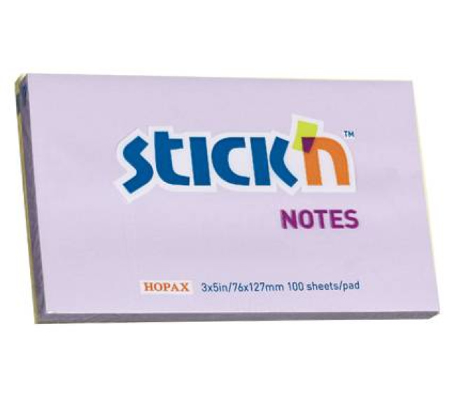 Bloc de hârtie pentru notițe STICKn, 76x127, 100 file, violet
