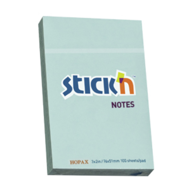 Bloc de hârtie pentru notițe STICKn, 76x51mm, 100 file, albastru