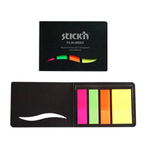 Закладки пластиковые STICK`N Neon, 3шт., 45 х 12мм + 1шт. 45 x 25мм