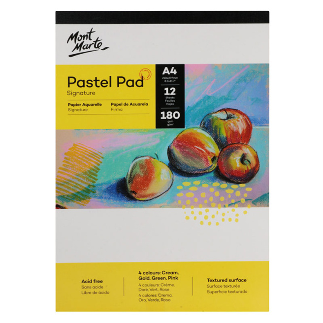 Bloc de desen A4, 180 gsm, 12 foi, pentru pasteluri, granulație fină, 4 culori