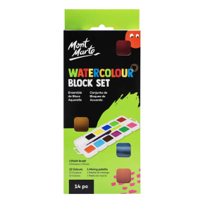 Набор акварельных красок Mont Marte Kids Colour 14 цветов + кисть