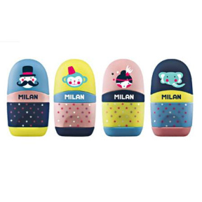 Ascuțitoare MILAN  în container + radieră, seria "Circ"