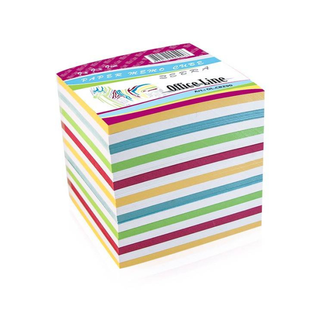 Cub din hârtie pentru notițe OfficeLine, Zebra, 90x90x90 mm