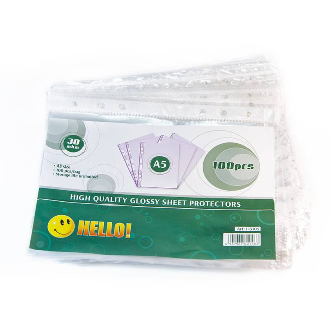 Файл для документов HELLO Glossy, А5, 100 шт.