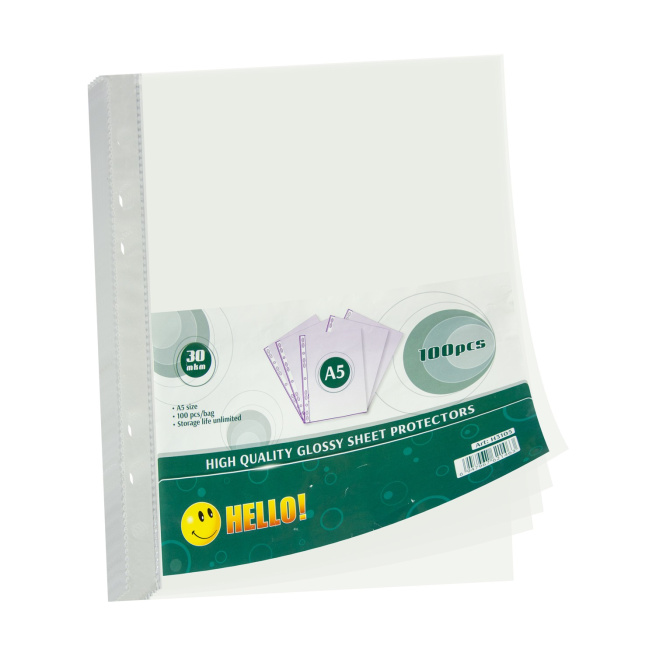 Файл для документов HELLO Glossy, А5, 100 шт.