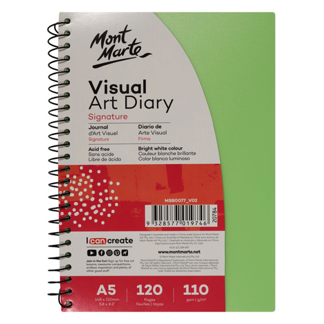 Sketchbook spirală, coperta PP color, A5, 110 gsm, 60 foi