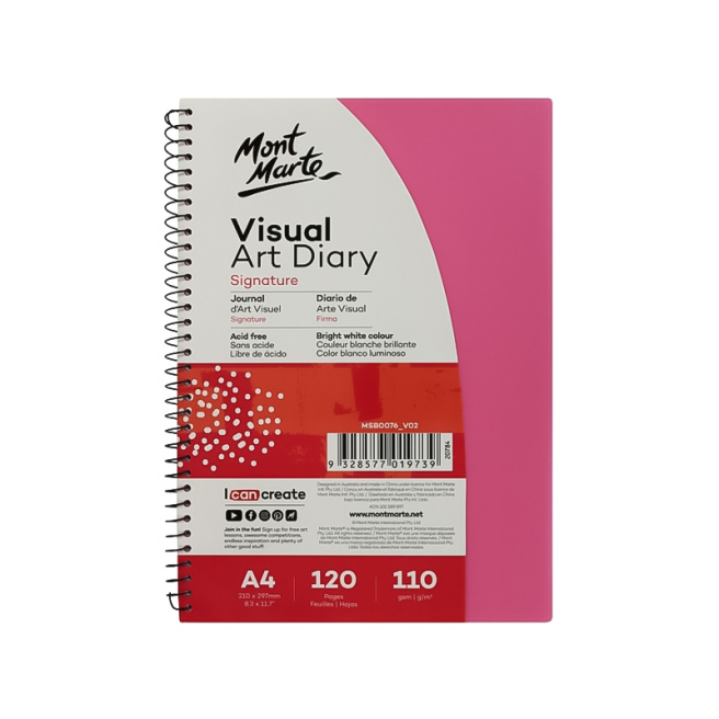 Sketchbook cu spirală, coperta PP color, A4, 110 gsm, 60 foi, alb cald