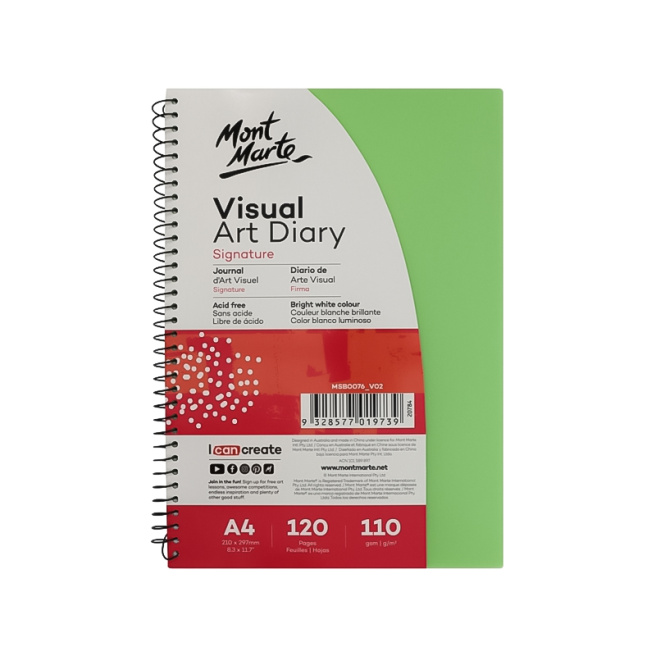 Sketchbook cu spirală, coperta PP color, A4, 110 gsm, 60 foi, alb cald