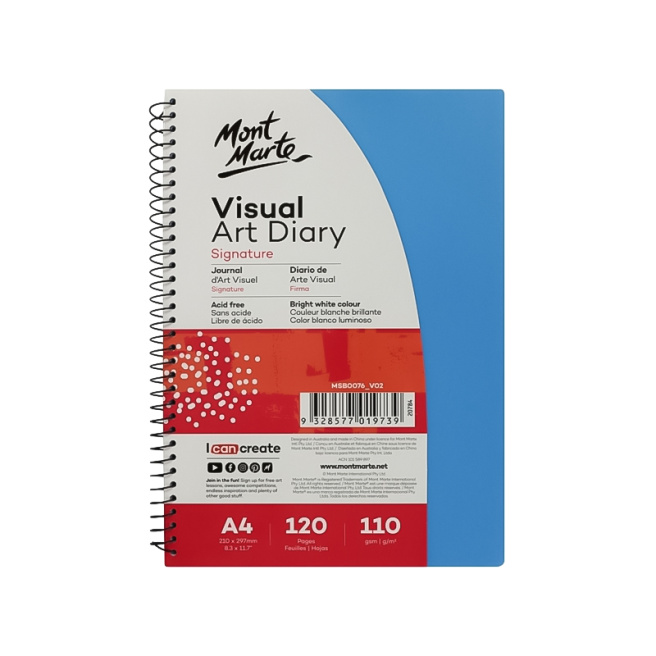 Sketchbook cu spirală, coperta PP color, A4, 110 gsm, 60 foi, alb cald
