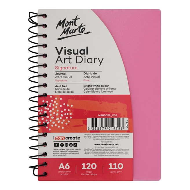 Sketchbook cu spirală, coperta PP color, A6, 110 gsm, 60 foi