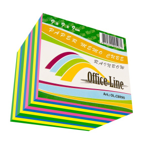 Cub din hârtie pentru notițe OfficeLine, Rainbow, 90x90x90 mm